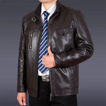 

Hot Sale Mens Leather Jacket Men Casua Coats Brand High Quality PU Outerwear Male Winter Keep Warm Faux Fur Fleece Biker Jacket