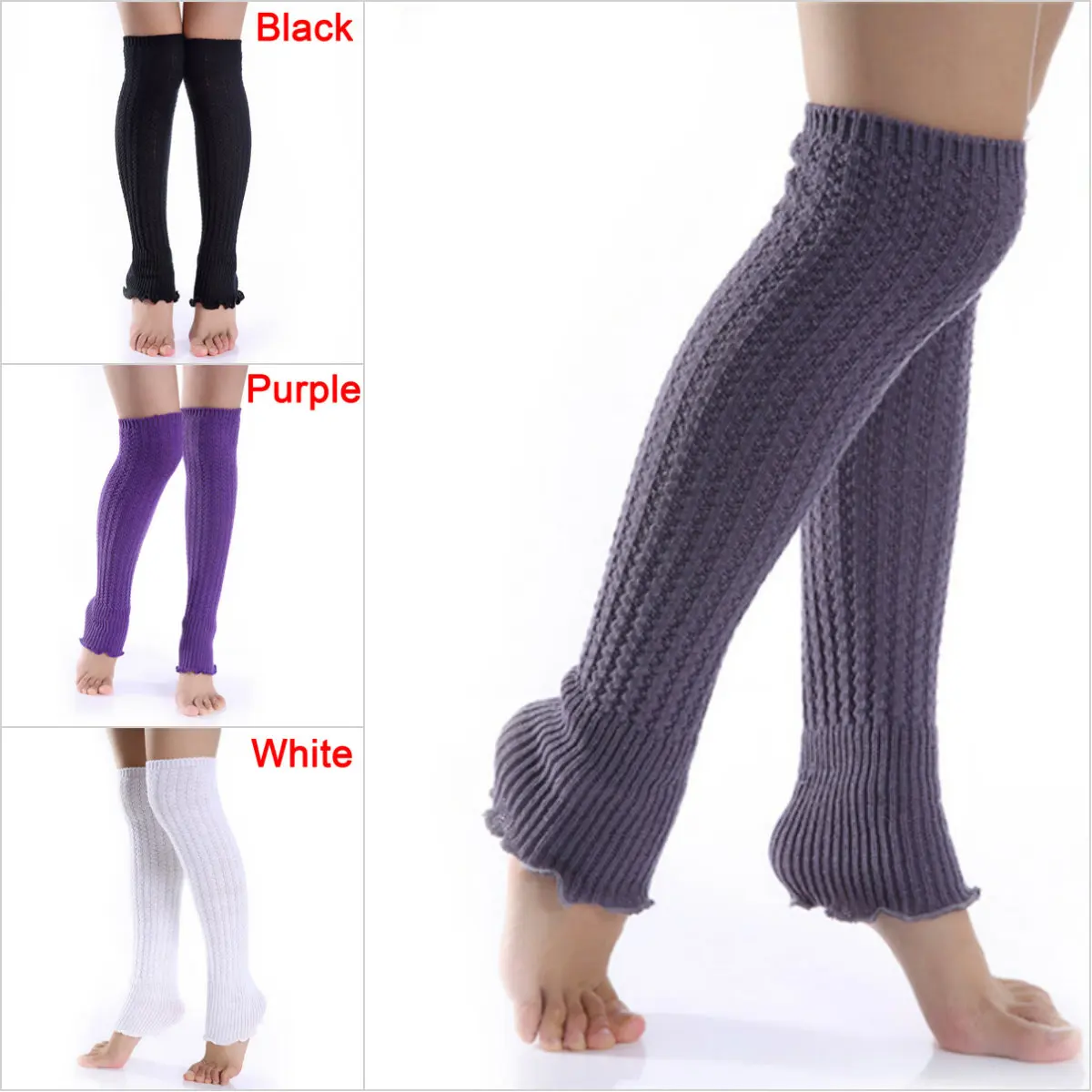 

1 Pair Woman Men Winter Leg Warmers Long Stockings Popular Hemp Flowers Knitting Step Foot Winter Warm Stocking