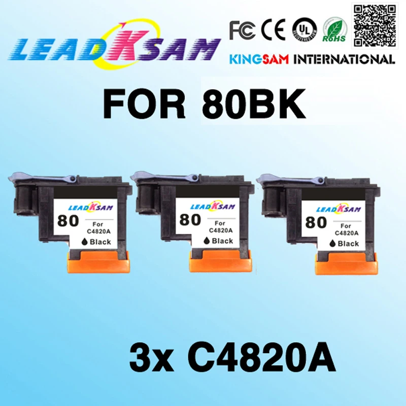 Черная печатающая головка LeadKsam 3x совместимая с hp80 C4820A для принтера 80 Designjet 1000 1000plus