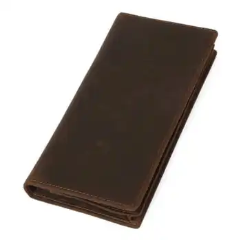 

mens Genuine leather purse wallet with credit card holder photo pouch long bifold retro style Best Gift Brown Business wallet