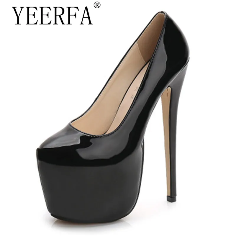 

YEERFA size 35-44 New Extreme high 18CM Spring Summer Sexy Women shoes High platform high heels Patent leather Pointed toe Party