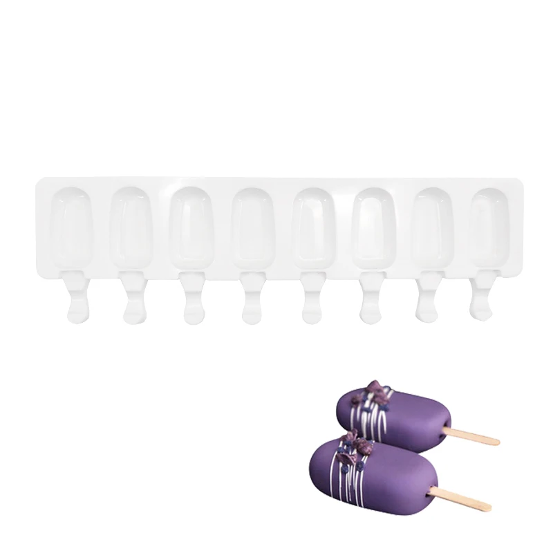 

8 Holes Oval Shape Ice Cream Silicone Molds Baking Decorating Tools For Dessert Lollipop Chocolate Cake Mould Baking Accessories