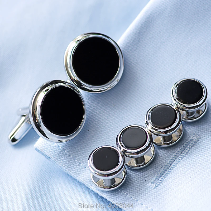 OnlyArt formal men 6pcs black onyx tuxedo cufflinks set cuff links stud
