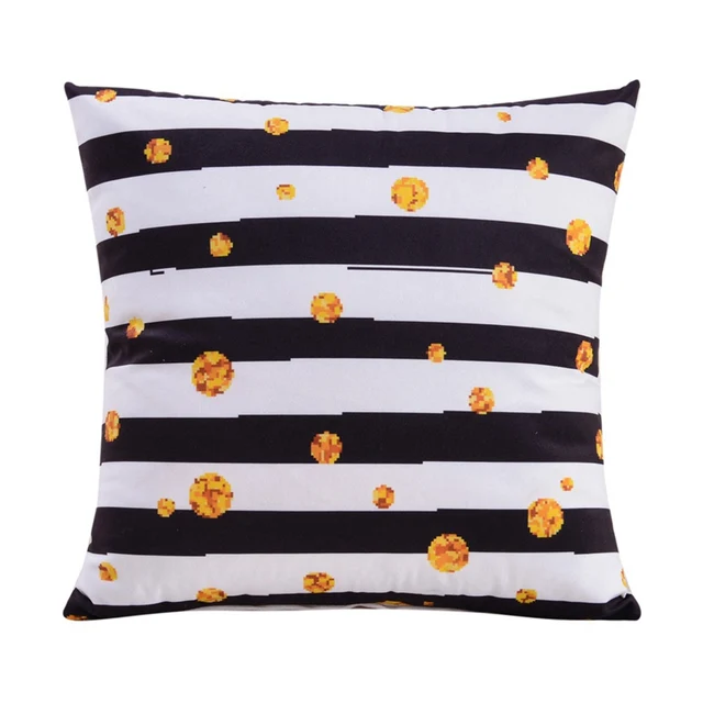 Zipper Closure Pillow Cover Striped Printed Decorative Throw Pillow