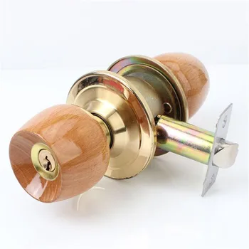 

1 Set wood and metal internal door lock Round Ball Door Knobs Handle with key for bedroom living room bathroom hardware