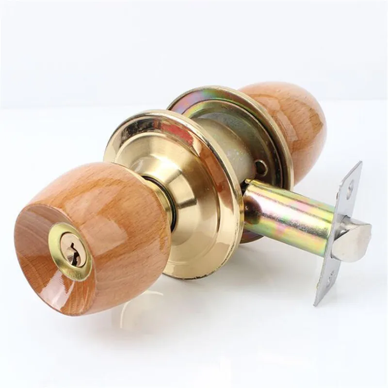 Conjunto de Madeira e Metal Fechadura da Porta Maçaneta com Chave para o Quarto Interna Bola Redonda Sala Estar Banheiro Ferragens 1