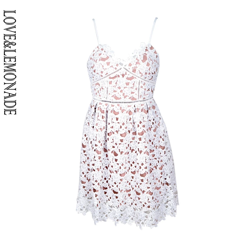 

Love&Lemonade V-Neck Lace Stitching White Dress TB 8526
