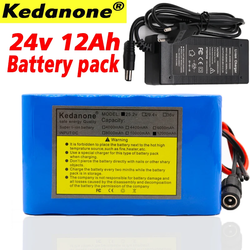 

24v 12ah 6S6P lithium battery pack 25.2V 12000mAh li-ion battery for bicycle battery pack 350w e bike 250w motor +2A charger