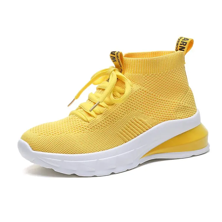 

Yellow Women Sneakers Women Shoes Summer New High Top Elastic Sock Shoes Lace Up Womens Shoes Woman Trainers Zapatos De Mujer
