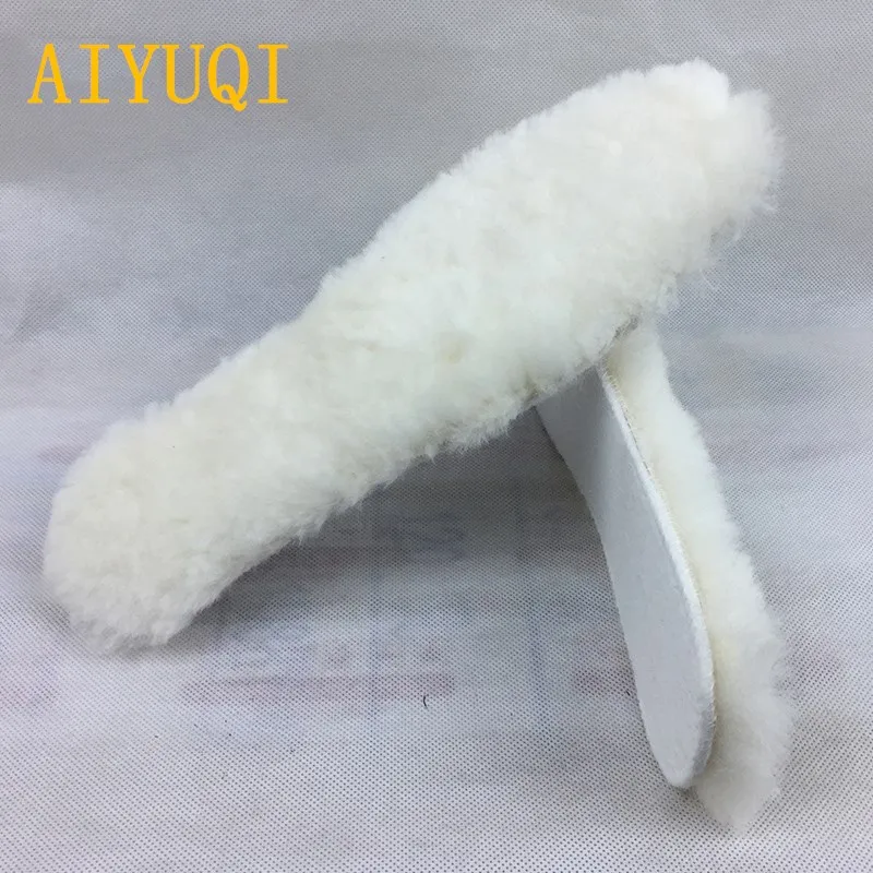 AIYUQI зимние Утепленные стельки из натуральной шерсти. Натуральная овечья кожа для