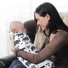 Buy 70% Bamboo Fiber + 30% Cotton Muslin Blanket Black Bear Soft Swaddle Wrap For Newborn Baby Blankets Bath Towel Free Shipping