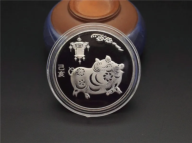 Год поросенка позолоченный Китайский Зодиак Сувенир Коллекционные монеты коллекция монет Декор Туризм подарок Счастливый характер