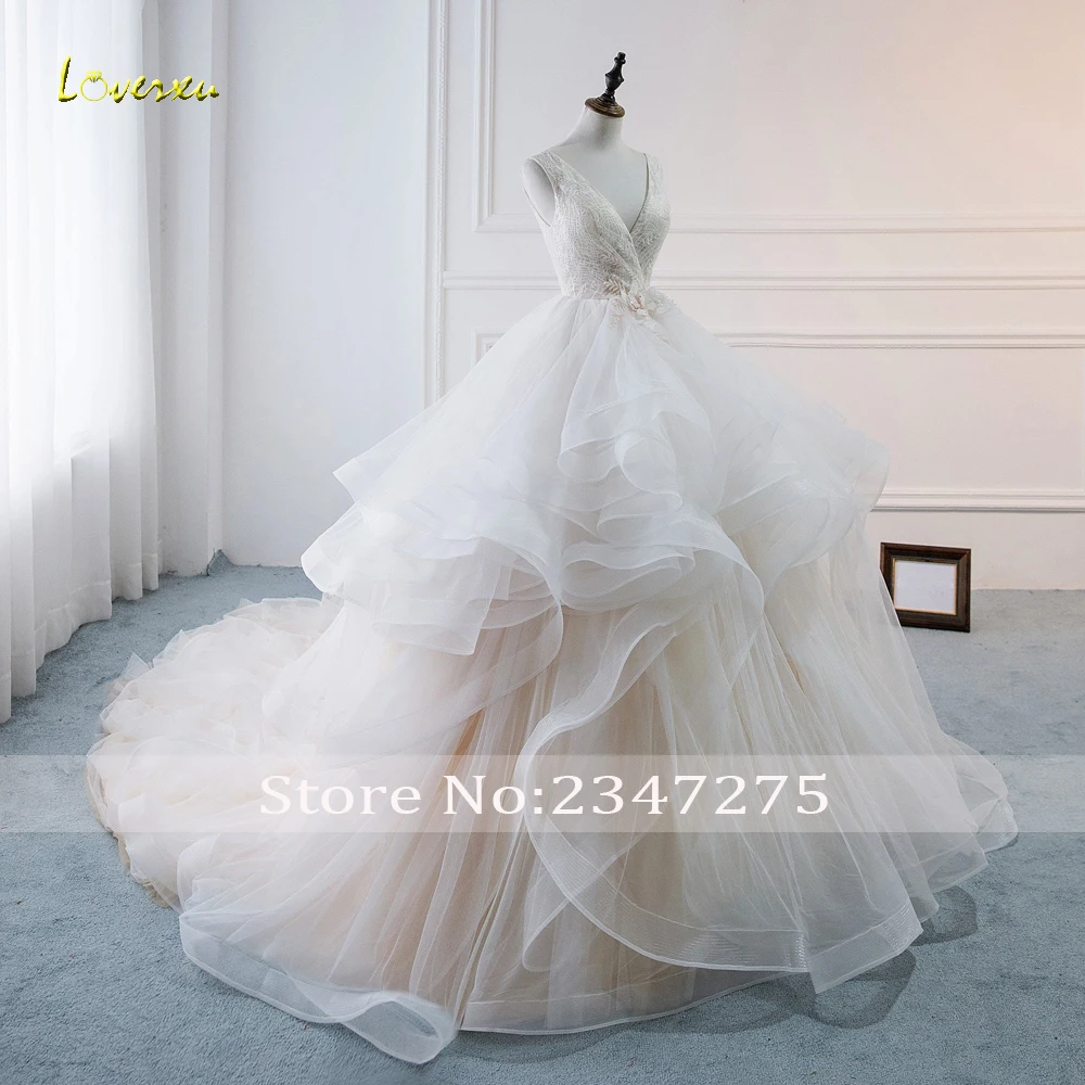Свадебное платье Loverxu Vestido De Noiva бальное с оборками элегантное винтажное