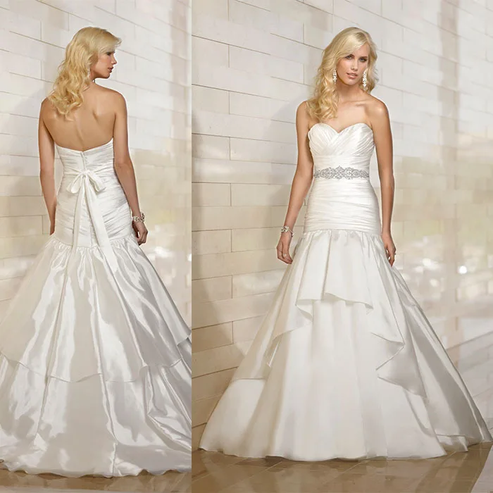 CustomedCustom Made A Line Wedding Dress 2015 Dropped Sweetheart Court Train Stretch Satin Beading Bowknot Gowns|dress quality|dress shirts custom