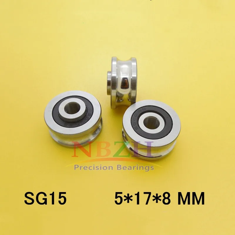 

SG15-2RS U Groove pulley ball bearings 5*17*8*9.75 mm Track guide roller bearing SG15RS V17