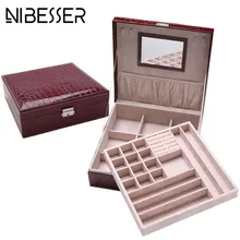 NIBESSER Luxury Leather Make Up Case Women Cosmetic Cases for Jewlery Makeup Cosmetic Box Organizer Holder Beauty Cosmetics