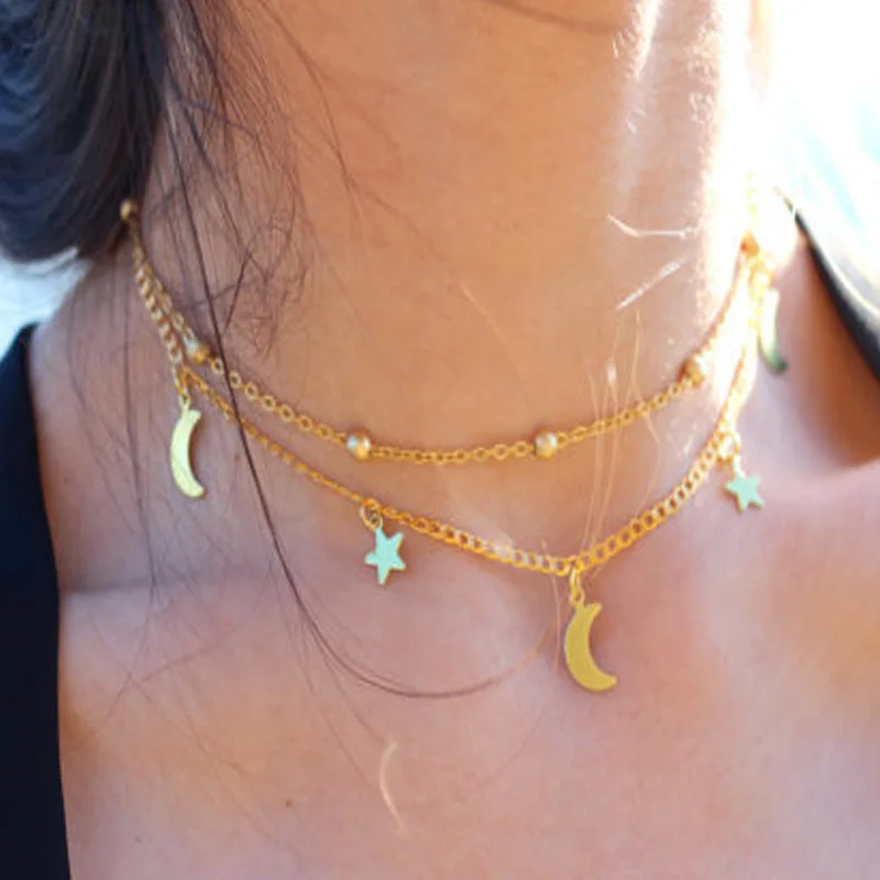 

Multilayer Contracted And Delicate Lasso Moon Star Necklace Wholesale