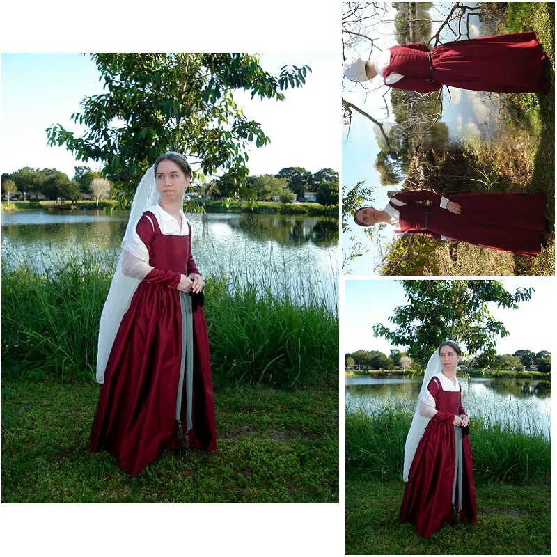 

HOT SALE!Customer-made Red Velvet Vintage Costumes Gothic/Renaissance dress Ball Gown Dress Halloween dresses US 4-16 C-129