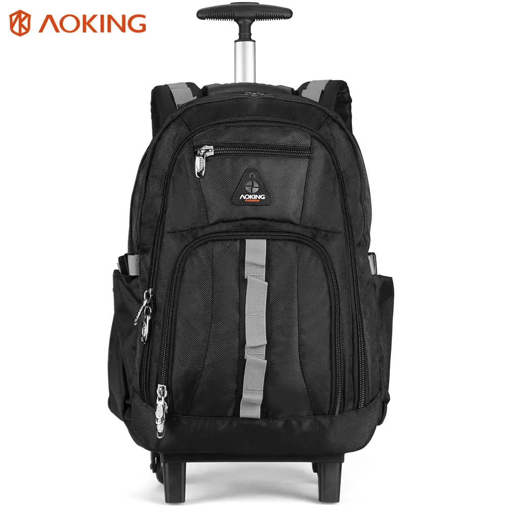 Aoking Мужская тележка рюкзак багажный большая емкость дорожные сумки на колесиках водостойкая простая конструкция переноски рюкзак сумки - Цвет: Black