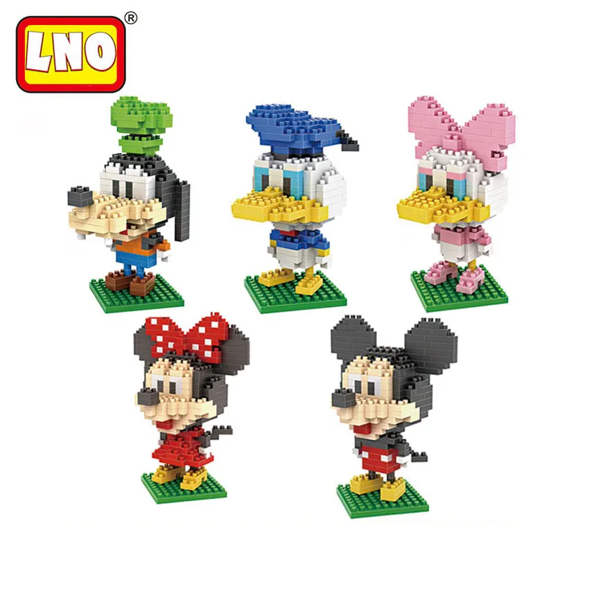 LNO Nano blocks Micky Duck Goofy Japanese Anime Action font b Figure b font Cartoon 3D