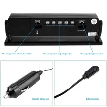 Авто часы напряжения цифровой ЖК-будильник температуры автомобиля с кабелем прикуривателя