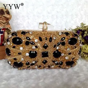 

Vintage Colorful Beaded Stones Patchwork Women Gold Evening Bag Box Clutch Purse Ladies Party Dinner Handbag Bridal Wedding Bag