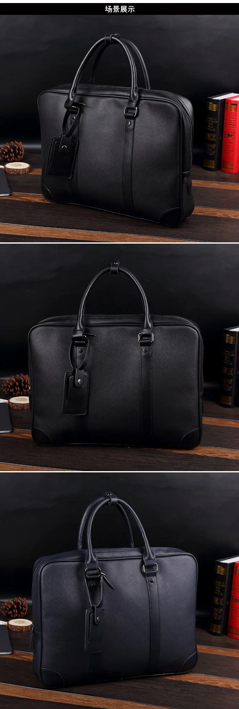 New Men's Handbag Fashion Business Briefcase Multifunctional High-end Portable PU Leather Bag Commuter OL Men's Computer Bag