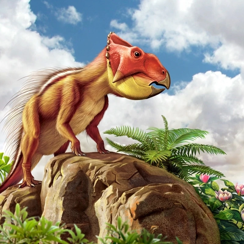 Leptoceratops and his favorite plants Poster Print (31 x 25)