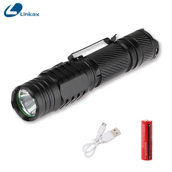 

Aluminum alloy XML-T6 Flashlight Portable Strobe SOS 18650 USB Rechargeable Black Torch Camping Light