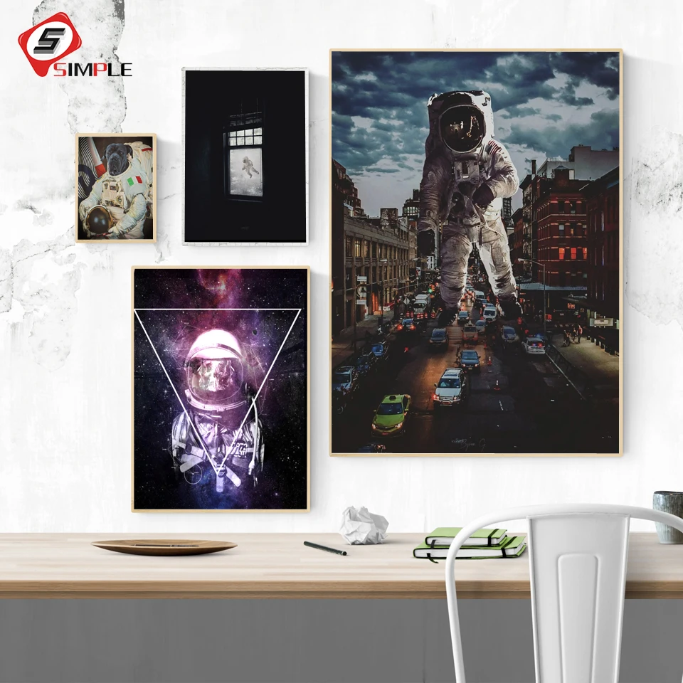 

Nordic Style Canvas Art Print Photography Painting Posters and Prints Astronaut Space Wall Pictures for Home Decoration No Frame