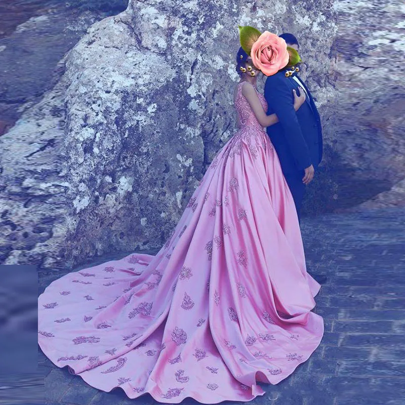 

Party Dress Sleeveless Off Shoulder 2019 robe de soiree Dubai Evening Dresses Long Appliques abendkleider Evening Gowns Satin