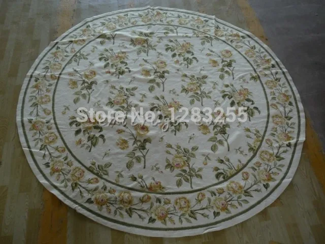 

Hand-woven Plain round Carpet Antique Needlepoint Throw Hand-stitched Carpet Antique Chinese Hand-made Wool Natural Sheep Wool
