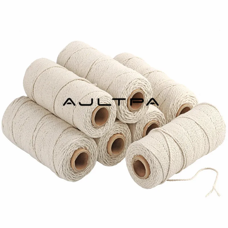 

10Rolls Durable 200M Cotton Cord Natural Beige Twisted Cord Rope Craft String DIY Handmade Home Decorative Supply 2.5mm