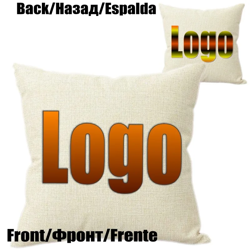 

Double Side Logo Print OEM Cushion Covers Two Side Print Advertisement Promotional Gift Car Sofa Throw Pillows Cotton Linen