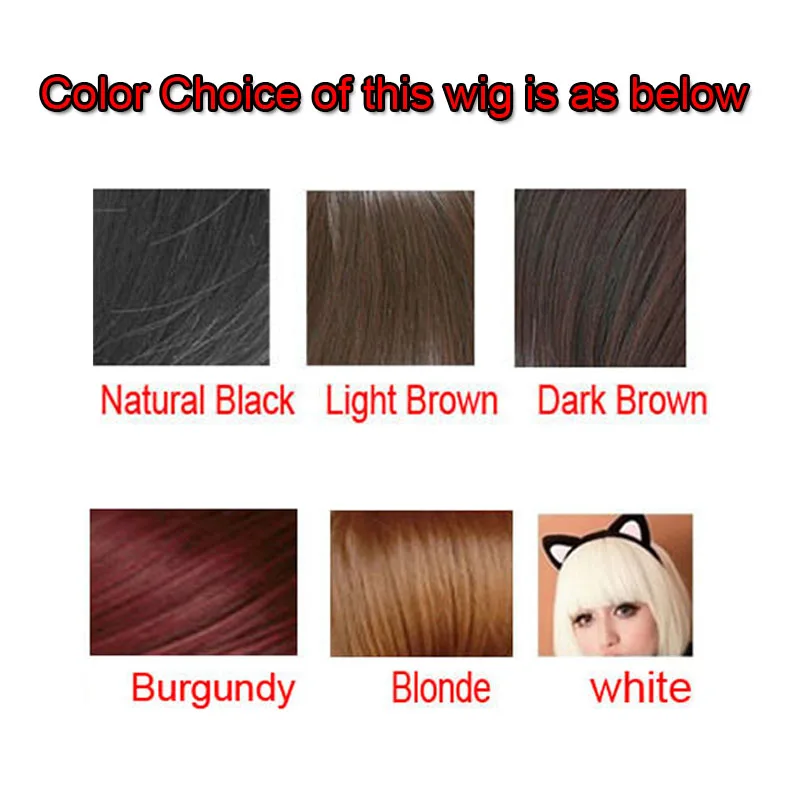 40cm Black Medium Length Wigs Bangs Cute Girl Haircut Black Middle