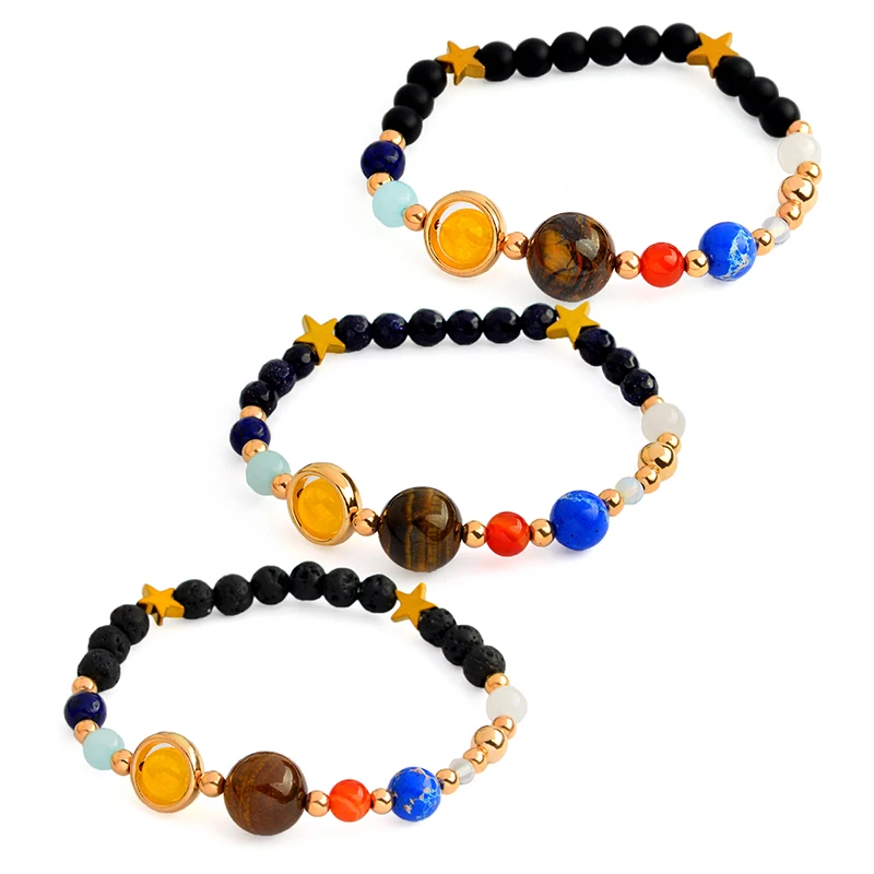 QIHE JEWELRY Beaded bracelet Solar system bracelet Galaxy Space jewelry Bracelet for men women unisex Planets gifts