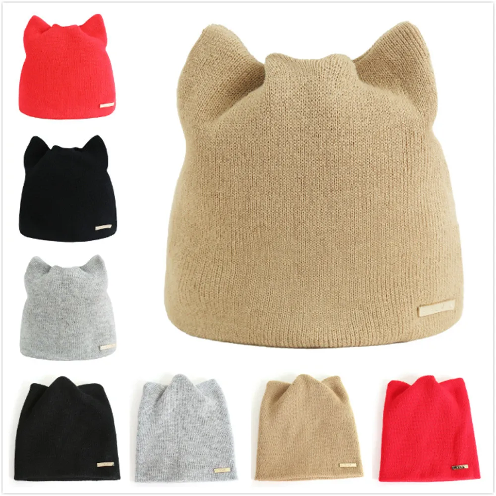 

KLV 2019 New Women Autumn And Winter Beanie Hat Russian Caps Warm Cat Hats Earmuffs Hat