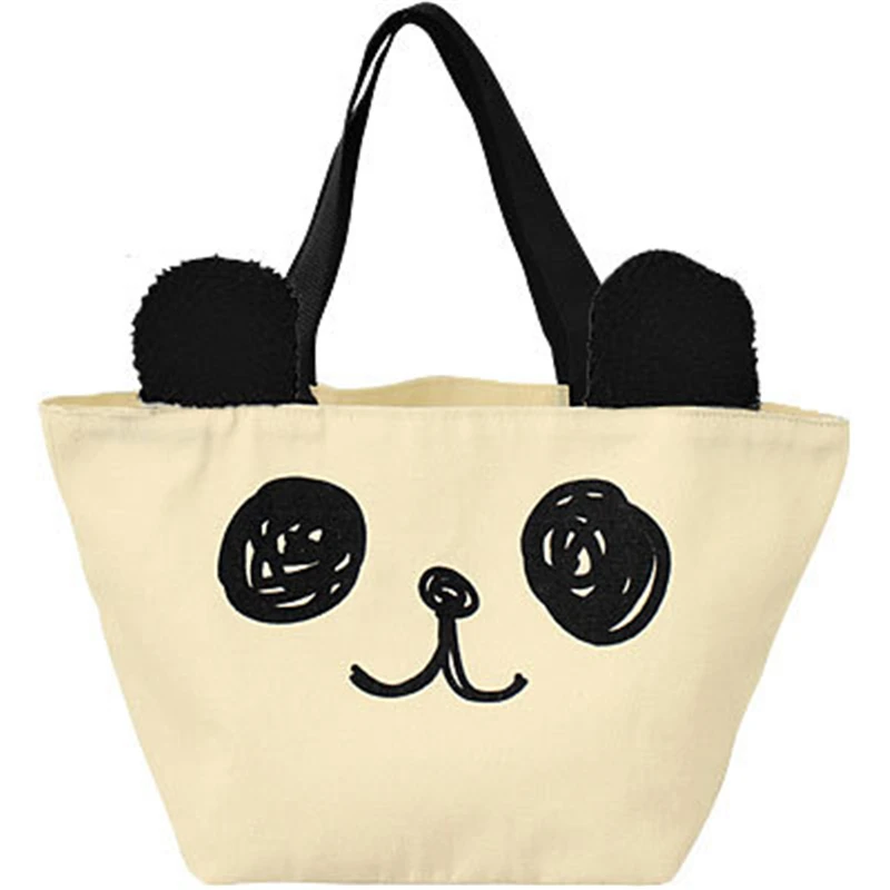 

PACGOTH 2017 New Fashion Japanese Style Leisure Bag Canvas Warm Keep Lunch Bags Cute Panda Pattern Students Tote Lunch Box 1 PC