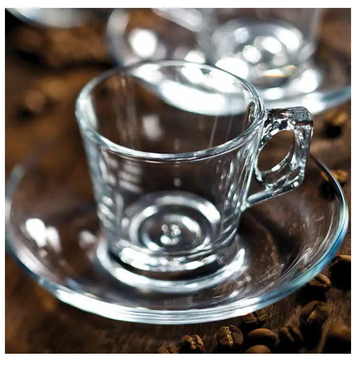 

Concentrated European espresso cappuccino coffee cup simple lead-free heat resistant glass teacup water cup 2pcs/set