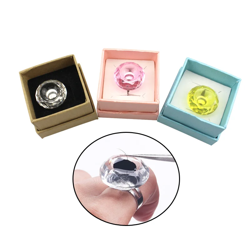 

3 color Tattoo Pigment Ring Cup Ink Holder Crystal Container Cup For Tattoo Eyebrow Eyelash Extensions Nail Gel Polish Display