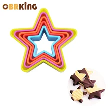 OBRKING 6 шт. разного размера печенья плесень цветок Звезда услышать Форма Еда Класс PP Пластик формы торт инструменты для декорирования