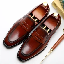 Zapatos de boda brogue de cuero genuino de vaca zapatos planos casuales para Hombre Zapatos oxford hechos a mano vintage para hombres negro rojo primavera 2019