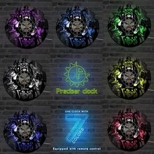 Antique Style Black Hollow Villains LED Vinyl Record Wall Clock Creative Hanging Quartz Clock Handmade Home Decor Record Clock