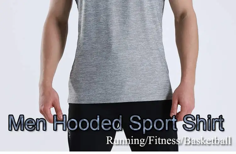 Мужская спортивная рубашка с капюшоном, короткий рукав, футболка для бега, быстросохнущая, для фитнеса, баскетбола, кроссфита, футболка для тренировок, футболка из Джерси