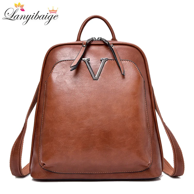  New Vintage Women Backpack High Quality Leather Brand Female Shoulder Bag Lady Multifunction Backpa - 32950646021