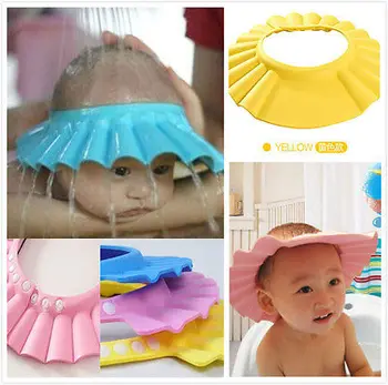 

Soft & Adjustable Baby Shower Cap Children Shampoo Bath Wash Hair Shield Hat Bathing Bebes