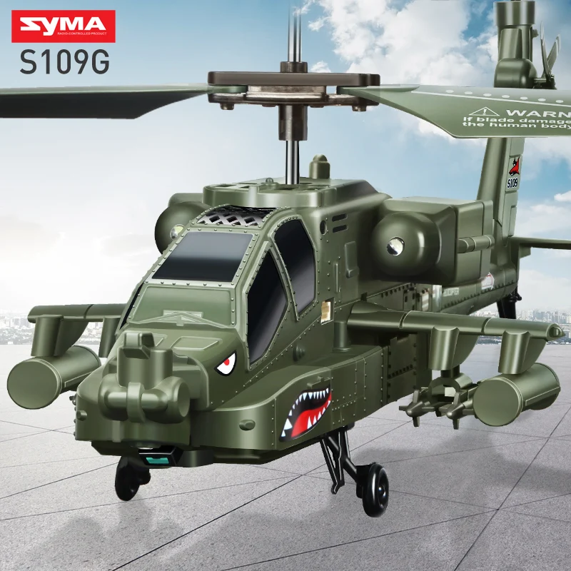 SYMA S109G Remote Control Dron copteApache Simulation Military RC