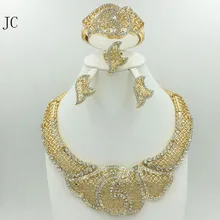 2016 HOT dubai Gold Plated Filled Women Party Jewelry Set Women Wedding Necklace Bracelet Earring Ring African Beads Jewelry Set