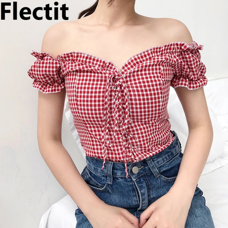 Flectit Women Red Black Gingham Tie 