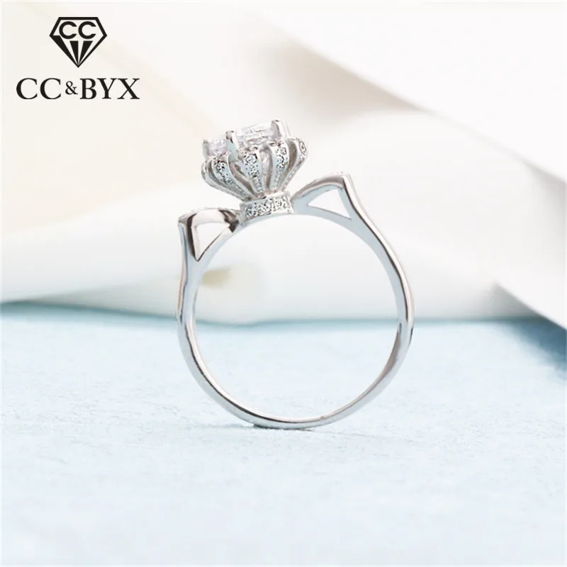

CC Charms Rings For Women S925 Sterling Silver Cat Ear Sun Bud Baroque Wedding Ring Cubic Zirconia Round Stone Jewelry CC1436
